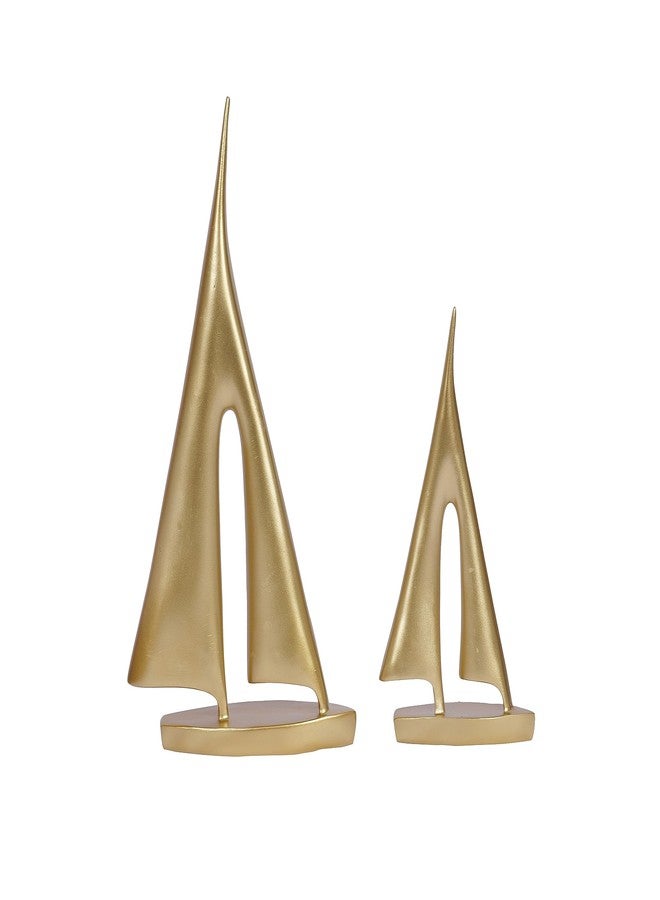 Dawbun 2 Pack Gold Sailboat Decor Boat Sculpture for Home Decor Modern Boat Statue Decorative Nautical Decoration for Living Room Bookshelf Shelf Table Office - Image 1